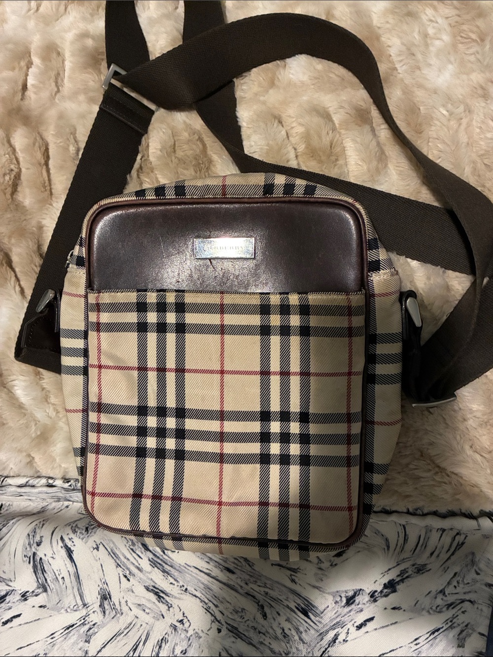 AUTHENTIC BURBERRY Crossbody Neutral Canvas Nova Check Pattern (INCLUDES COA) - Picture 2 of 16